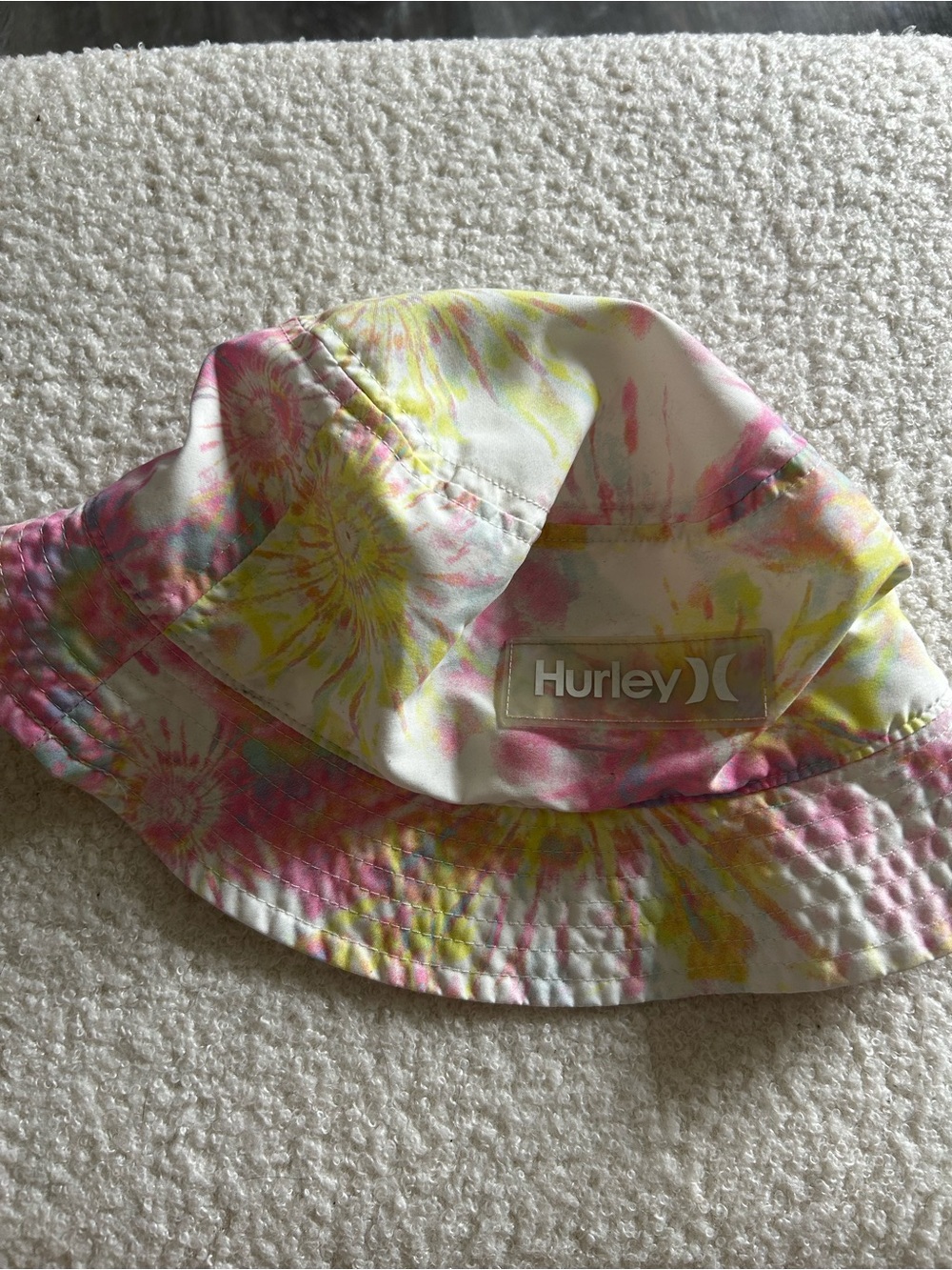 Hurley Pastel Tie-Dye  Girls Boys Bucket Hat in Pink & Yellow Youth ~ 4-12 years